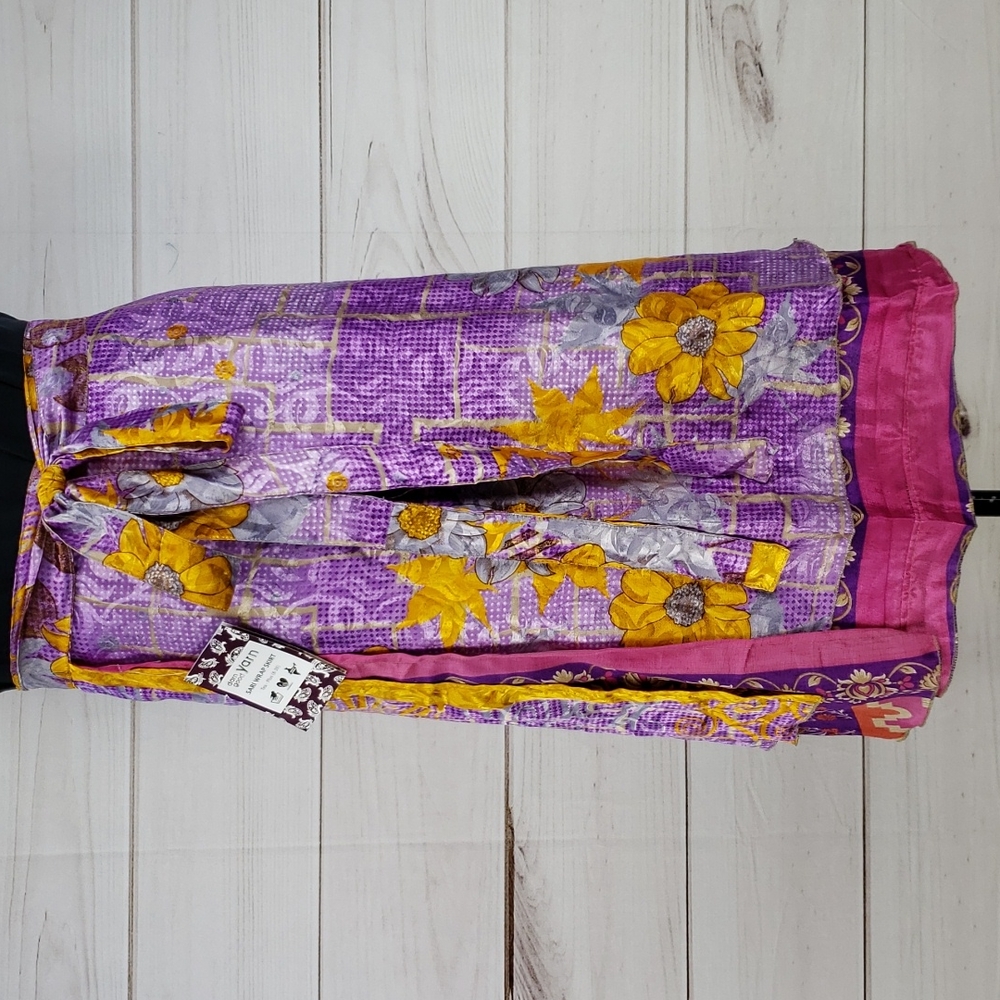 Darn Good Yarn Sari Silk Wrap Skirt Tea XL/Plus